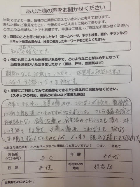 アンケート用紙